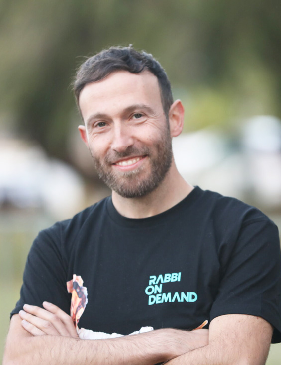Rabbi Yossi in a casual urban setting